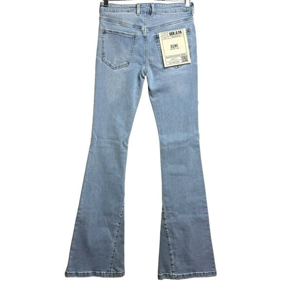 SER.O.YA Demi Mid Rise Flare Leg Denim Blue Jeans Retro 26 - Picture 3 of 16